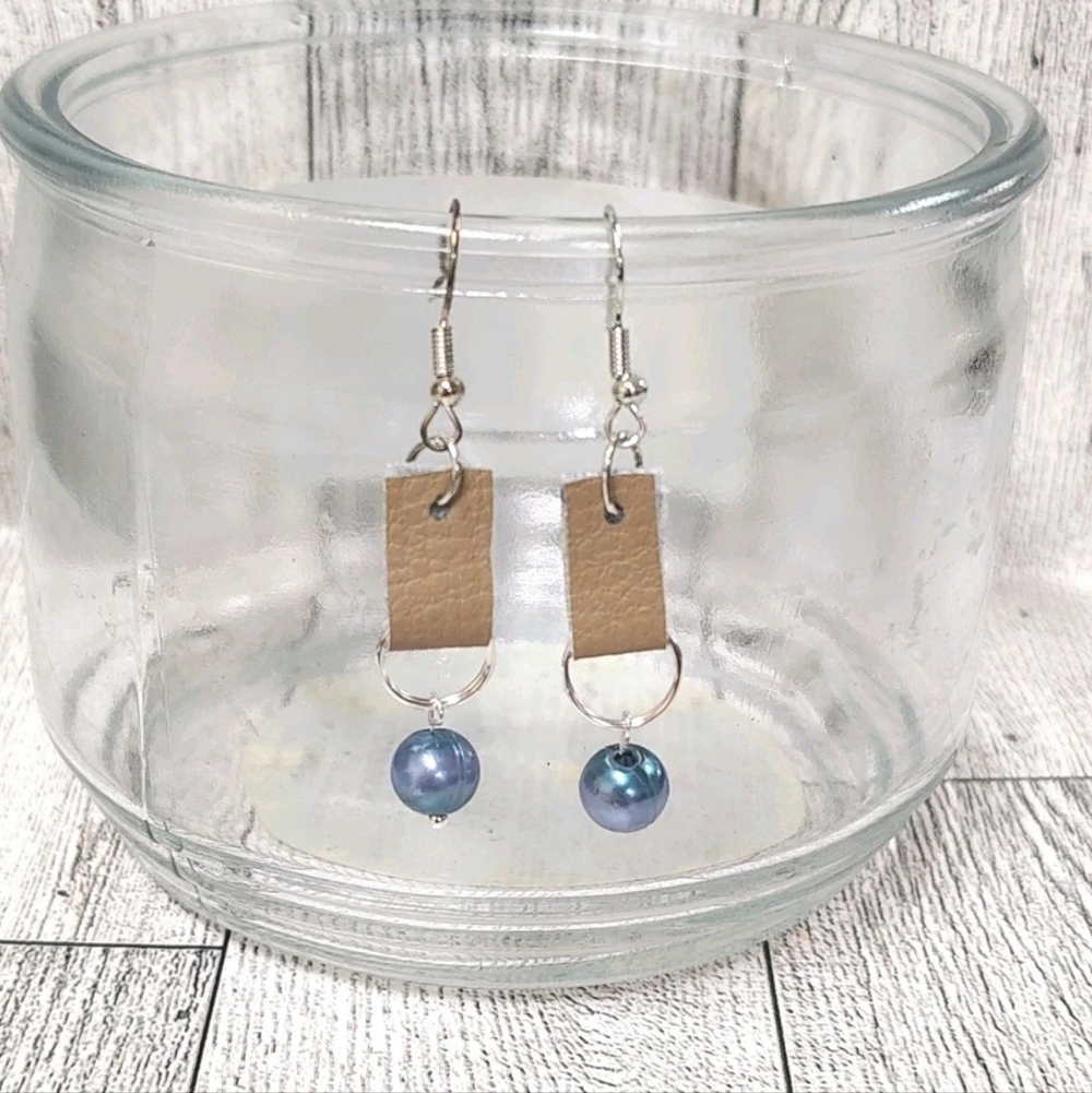 Leather & Bead Handmade Earrings